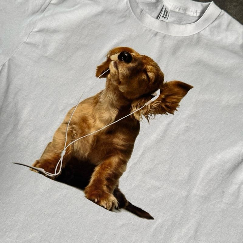 Dog With Earbuds 100% Cotton Tee