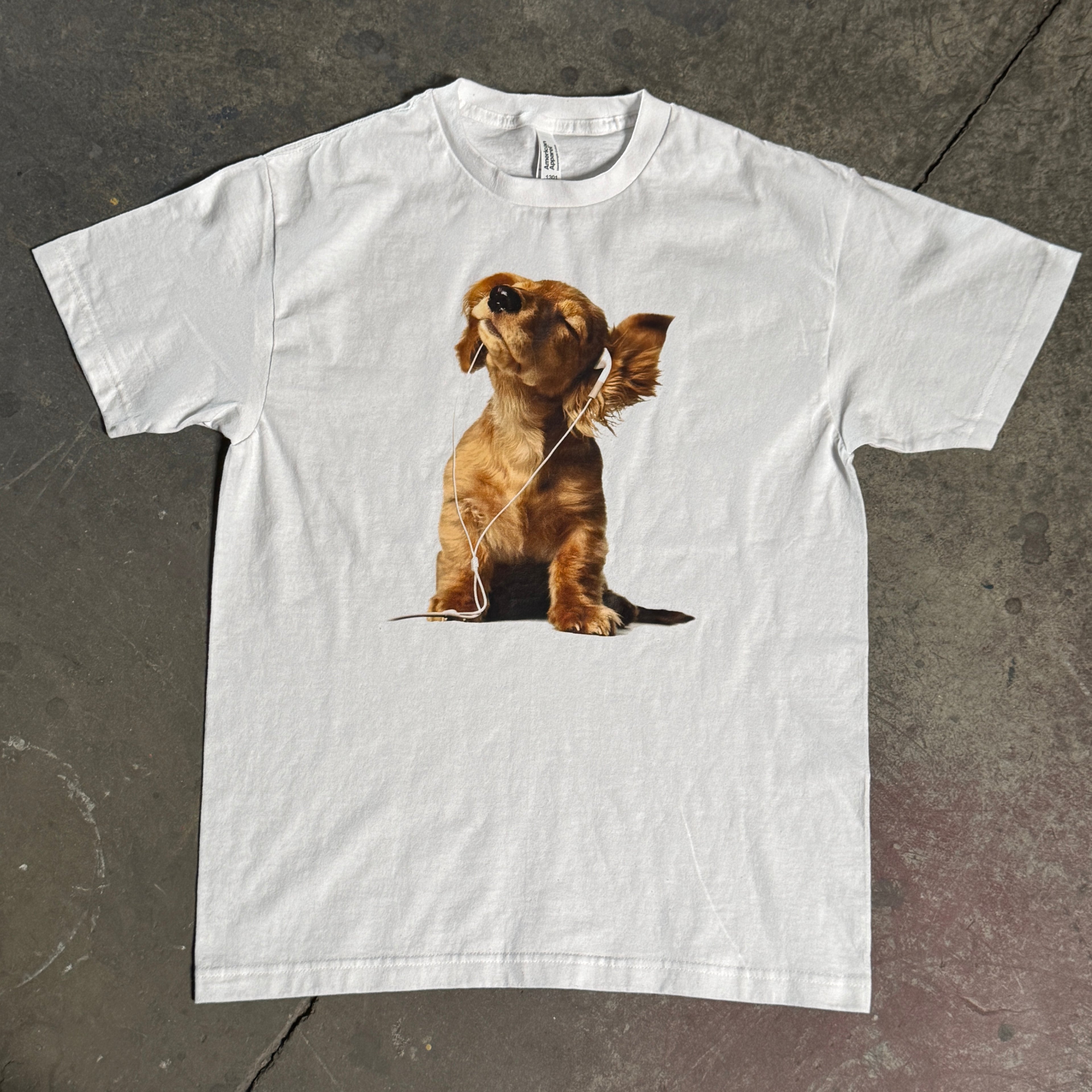Dog With Earbuds 100% Cotton Tee